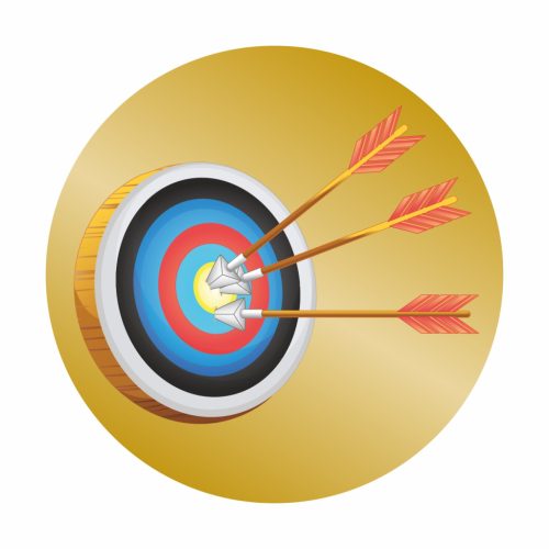 Érembetét - Íjászat 25mm matrica - bronz