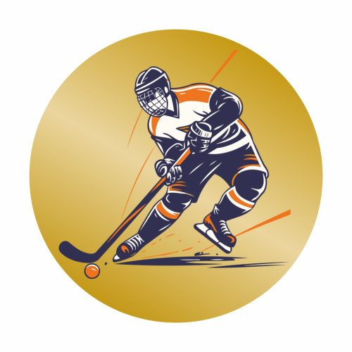 Érembetét - Jégkorong 25mm akril - bronz