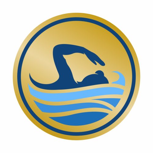 Érembetét - Úszás 25mm matrica - bronz