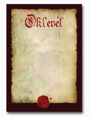OKLEVÉL A/4 PERGAMENES   