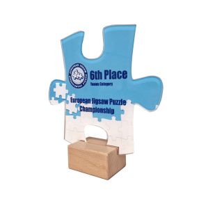 Egyedi plexi díj - 26 cm - Fatalppal