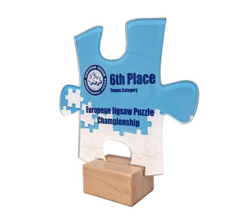 Egyedi plexi díj - 22 cm - Fatalppal