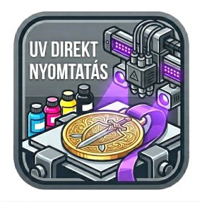   Színes UV direkt nyomtatás - ÉREM teljes felületén, 51-70mm átmérőig