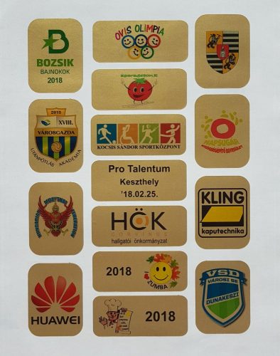 Matrica - arany, színes nyomattal 9,5x4-10x5 cm